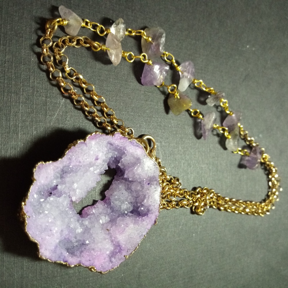 AMETHYST DRUZY 14" NECKLACE